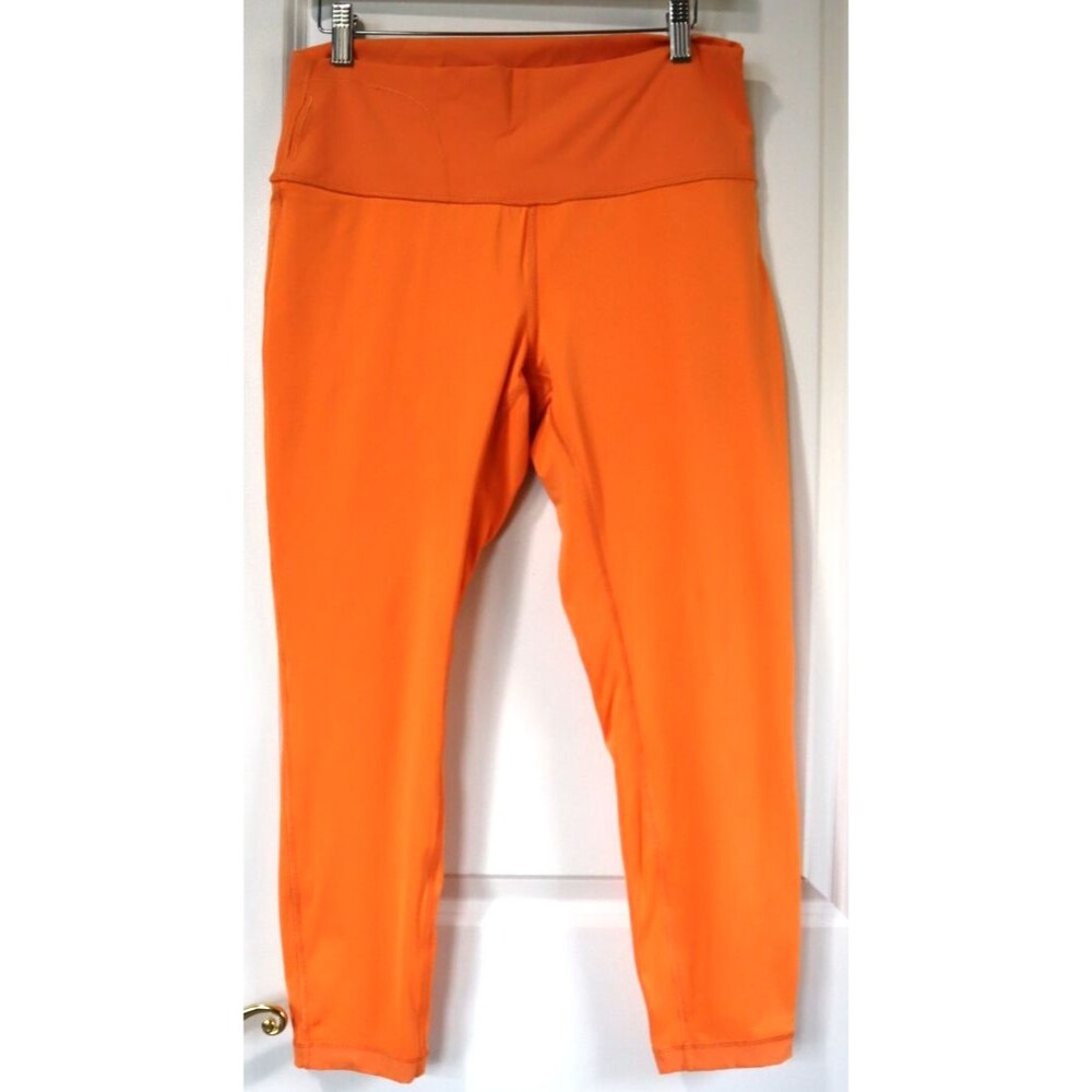 Lululemon Women's Wunder Under High Rise Luxtreme Croppe Tights Sz12 Orange Soda - Picture 6 of 15